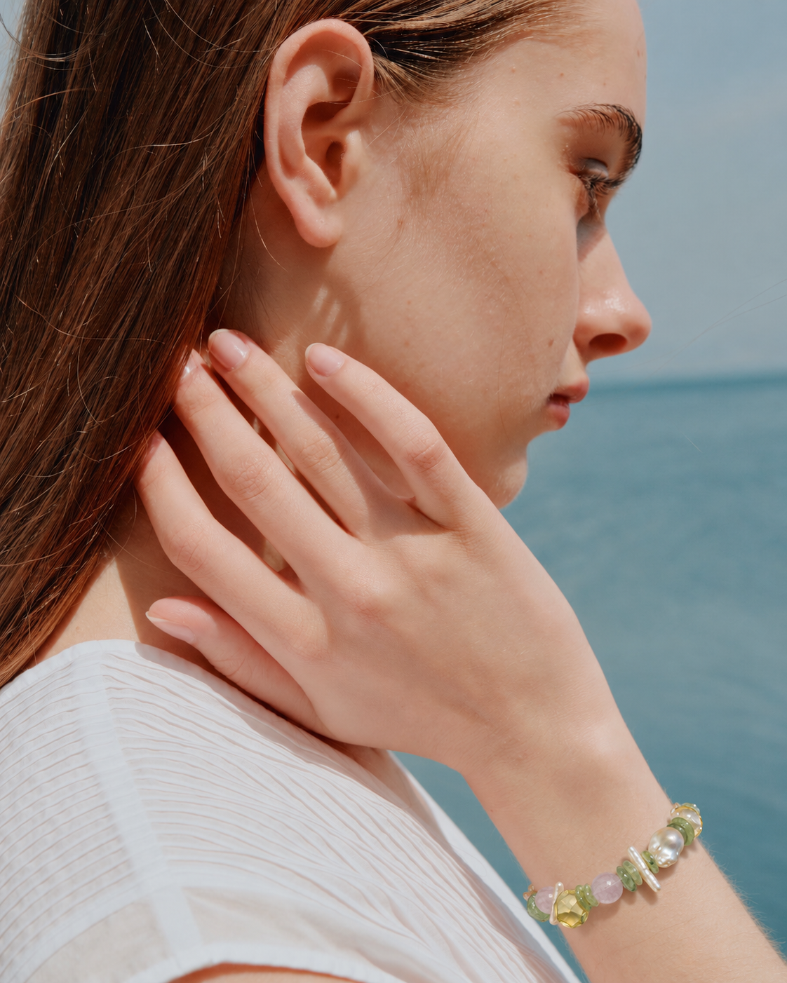 Meadow Light — Prehnite, Citrine & Pearl Bracelet