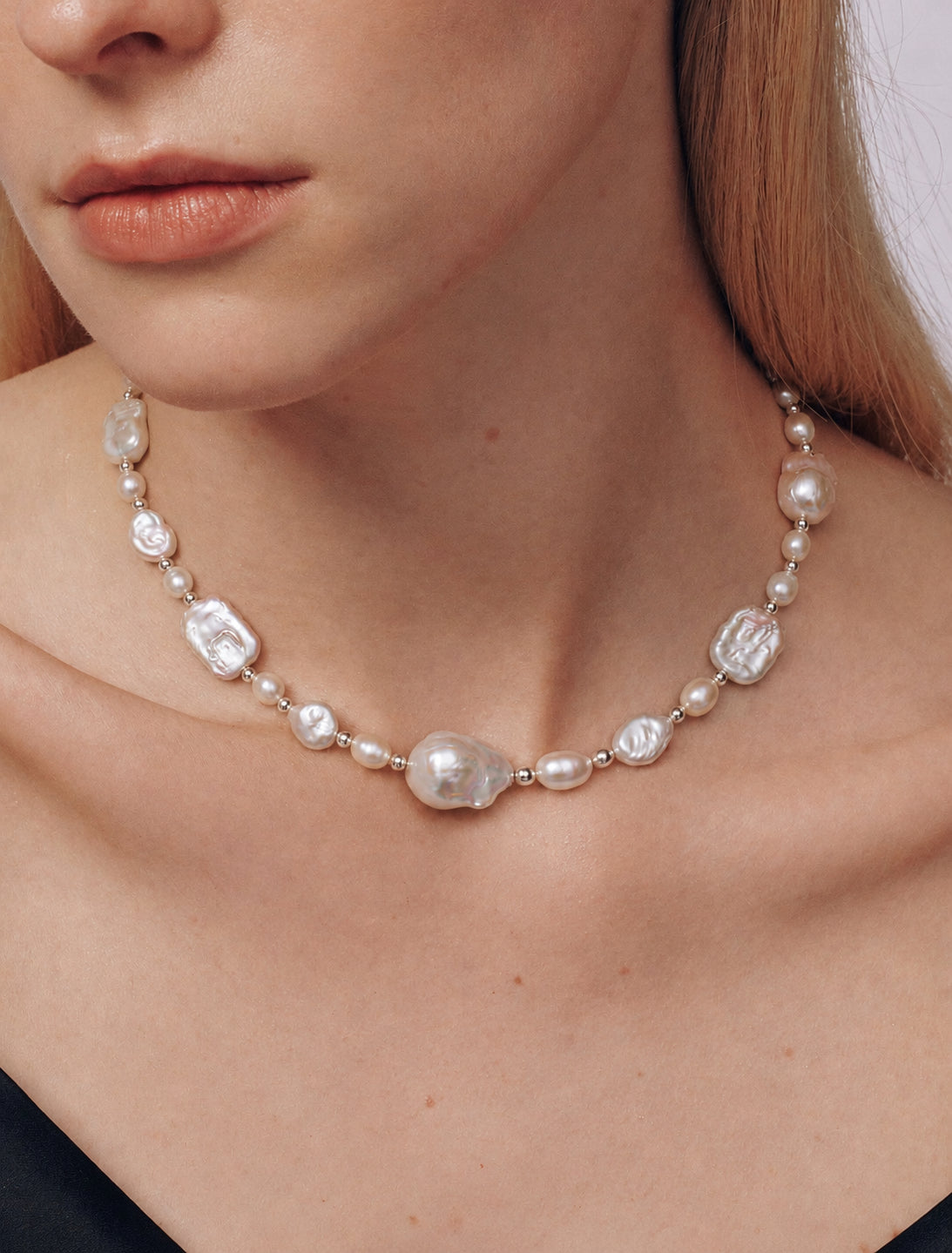 LUMERUNE Muse Baroque Pearl Necklace — natural baroque pearls in varied shapes
