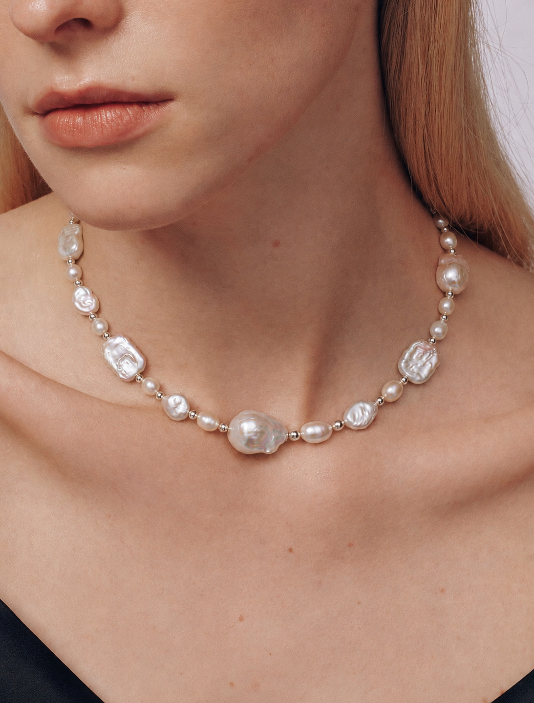 LUMERUNE Muse Baroque Pearl Necklace — natural baroque pearls in varied shapes