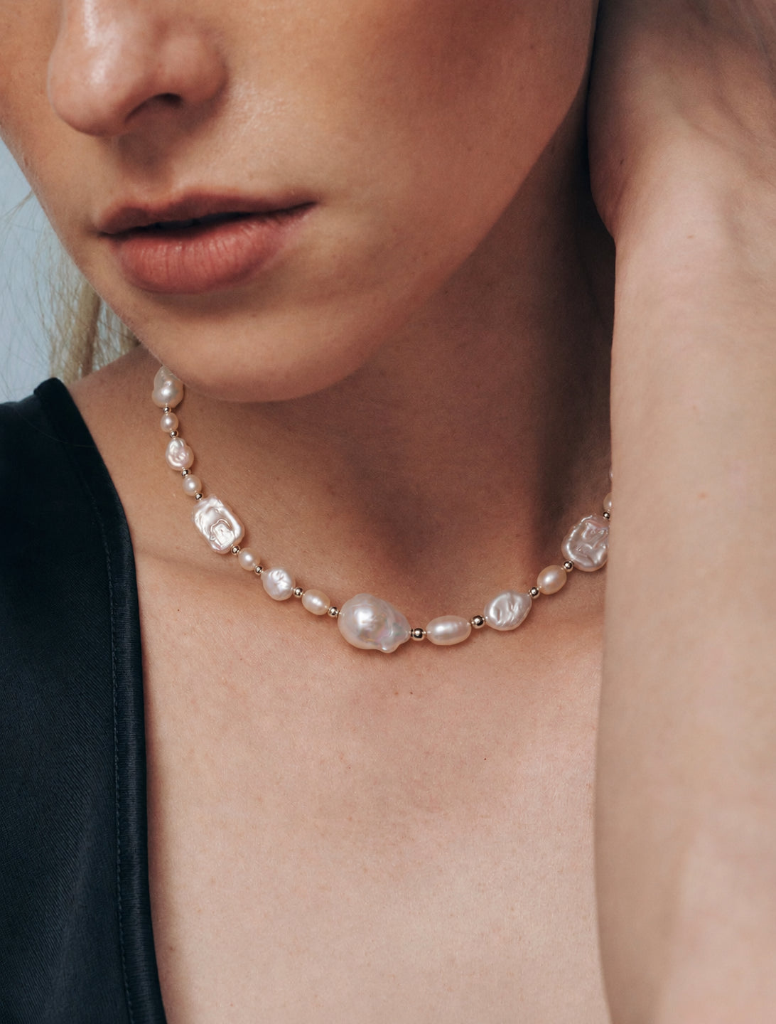 LUMERUNE Muse Baroque Pearl Necklace — natural baroque pearls in varied shapes