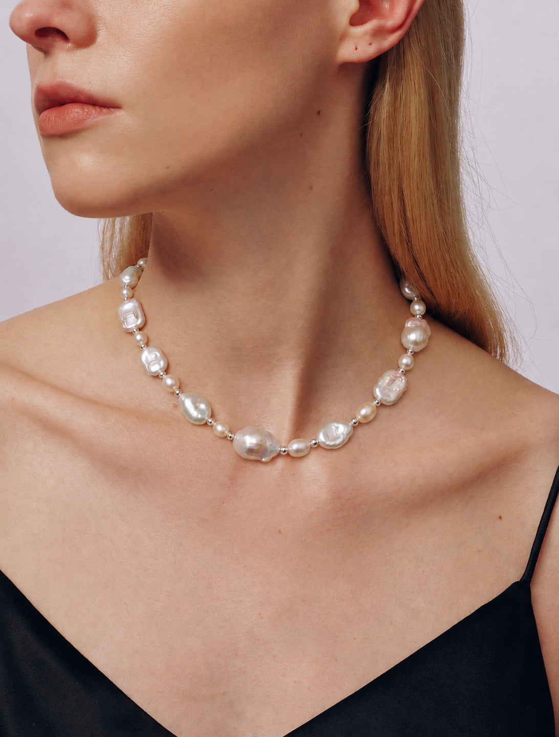 LUMERUNE Muse Baroque Pearl Necklace — natural baroque pearls in varied shapes