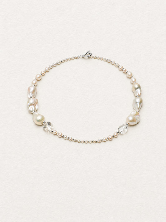 LUMERUNE Muse Mixed Pearl Necklace With Clear Quartz — baroque pearls, clear quartz, seed pearls and silver details