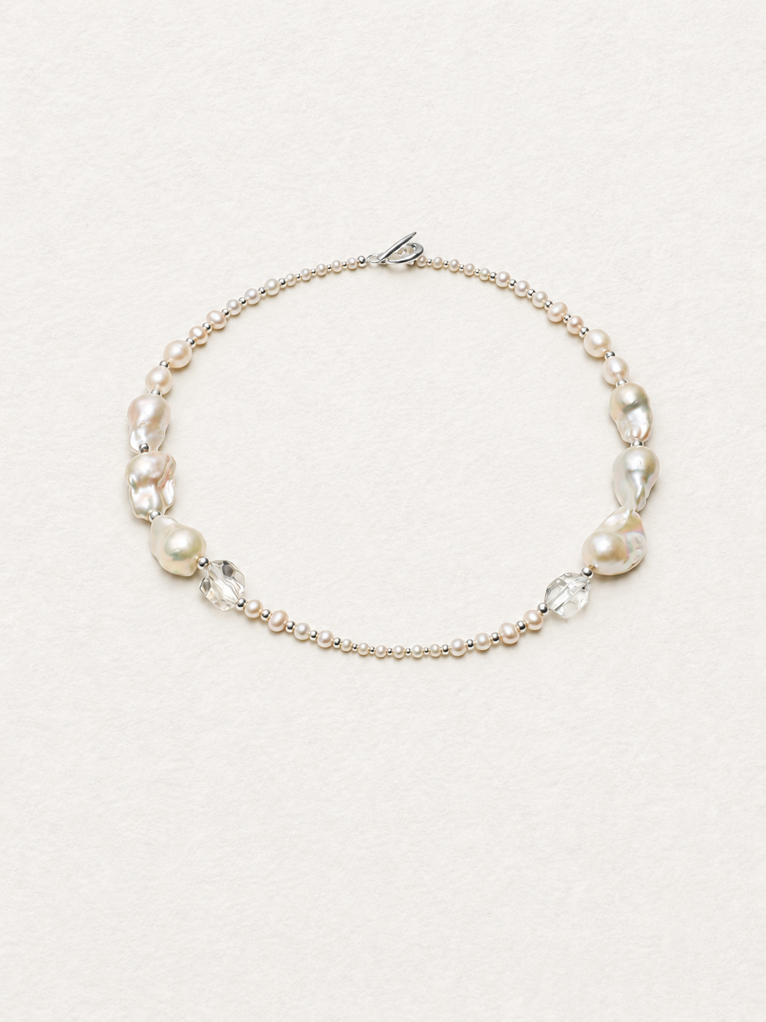 LUMERUNE Muse Mixed Pearl Necklace With Clear Quartz — baroque pearls, clear quartz, seed pearls and silver details