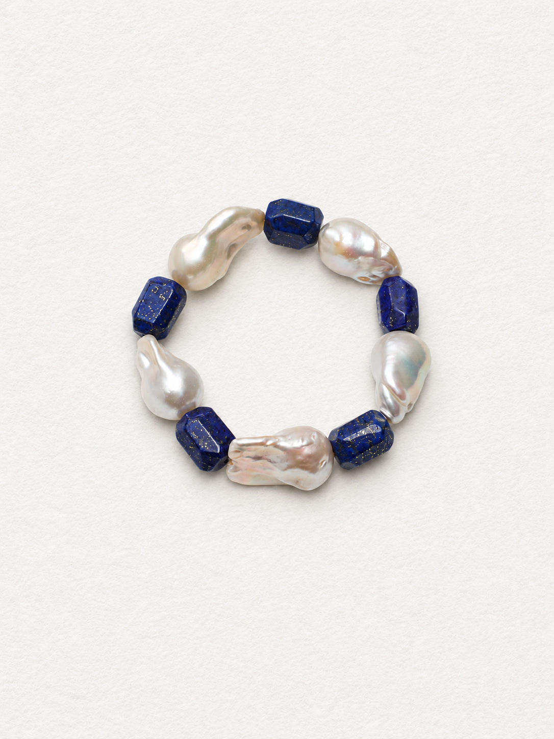 LUMERUNE Midnight Current Lapis Lazuli Bracelet With Baroque Pearl — alternating lapis lazuli and baroque pearls
