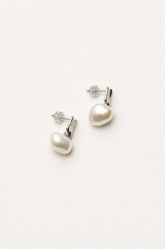 LUMERUNE Muse Baroque Pearl Drop Earrings — baroque pearls with sculptural S925 silver settings