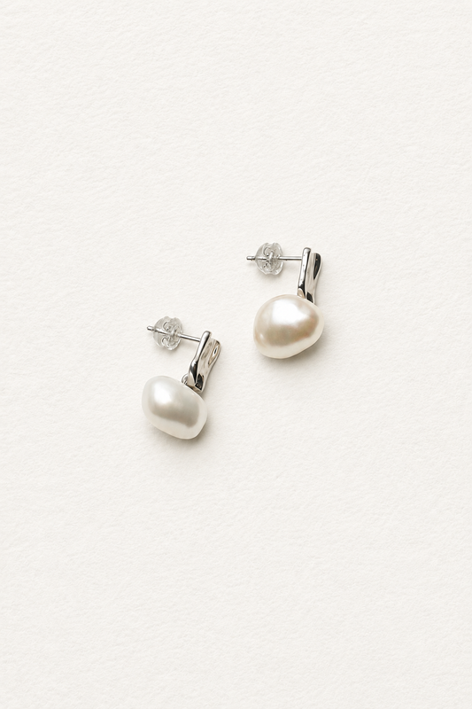 LUMERUNE Muse Baroque Pearl Drop Earrings — baroque pearls with sculptural S925 silver settings