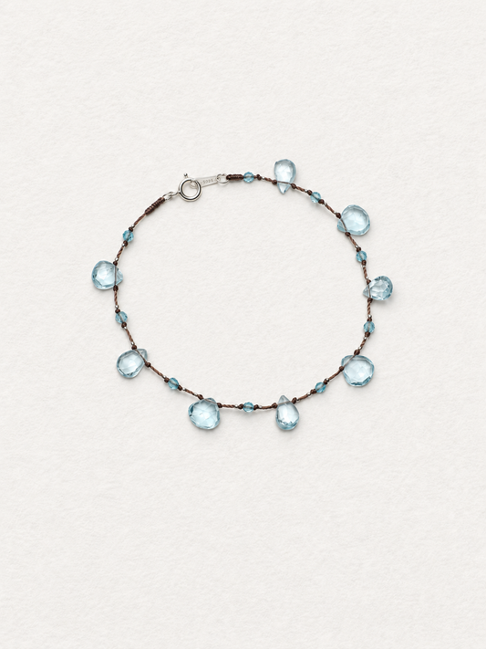 LUMERUNE Dewdrop Blue Topaz Bracelet with blue topaz gemstone drops