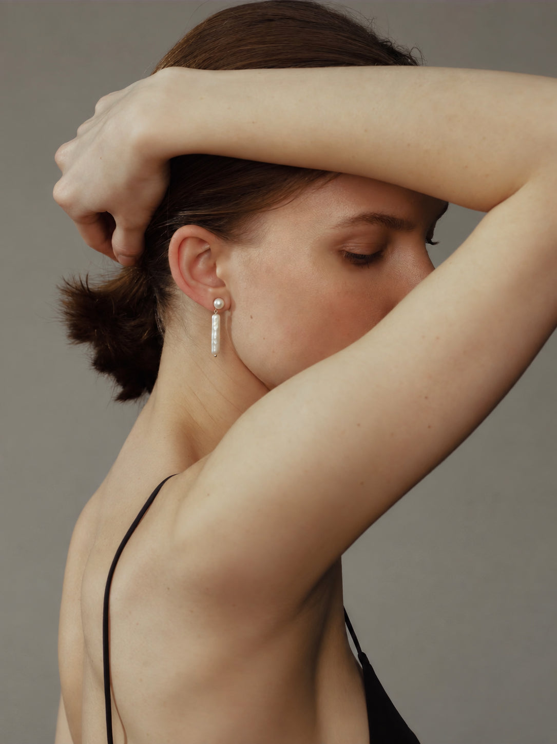 LUMERUNE Muse Pearl Drop Earrings — long freshwater pearls in a drop design