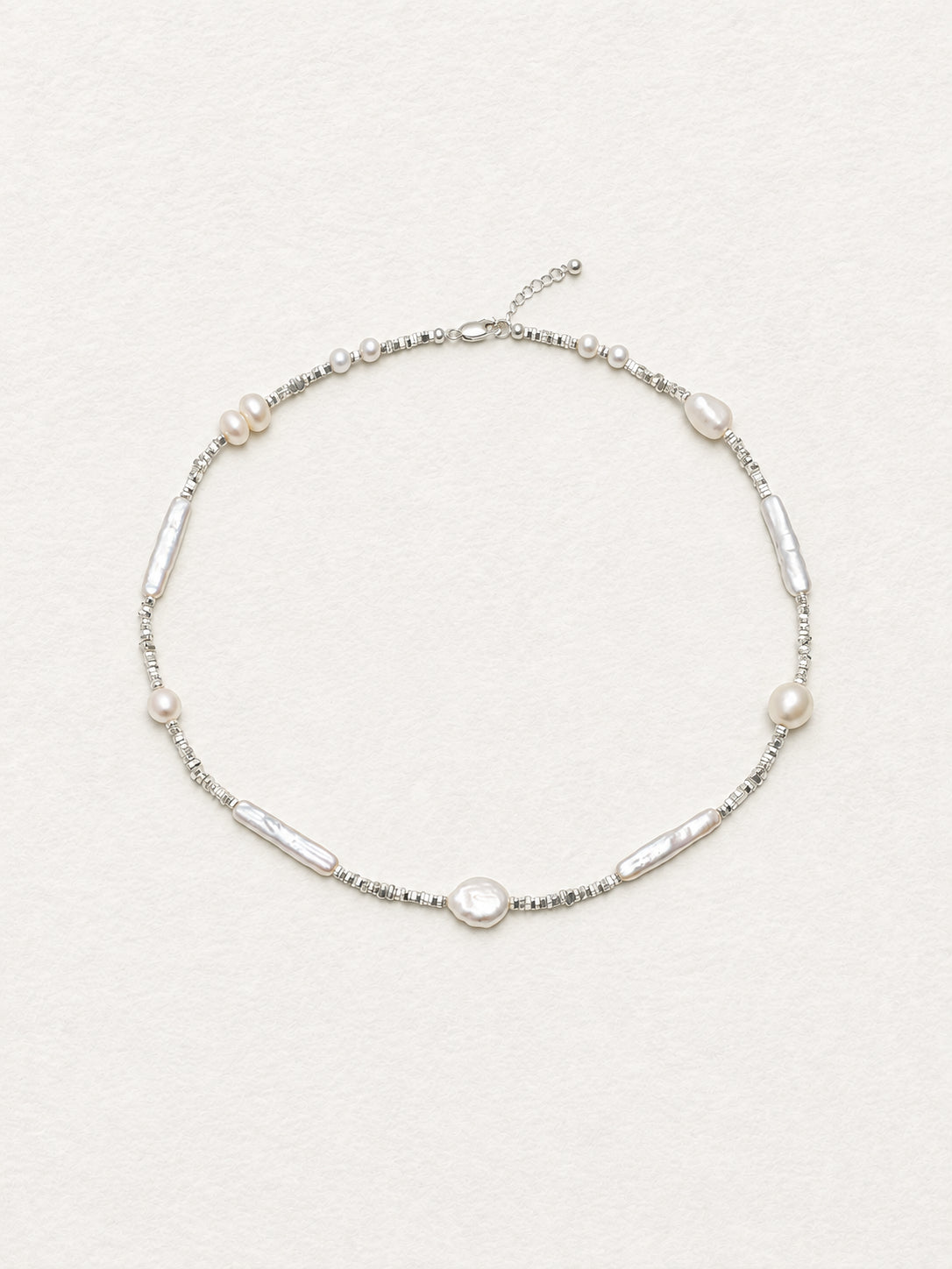 LUMERUNE Muse Mixed Pearl Necklace — mixed pearls and silver details
