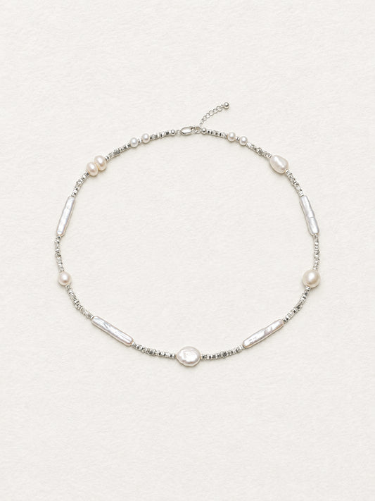 LUMERUNE Muse Mixed Pearl Necklace — mixed pearls and silver details