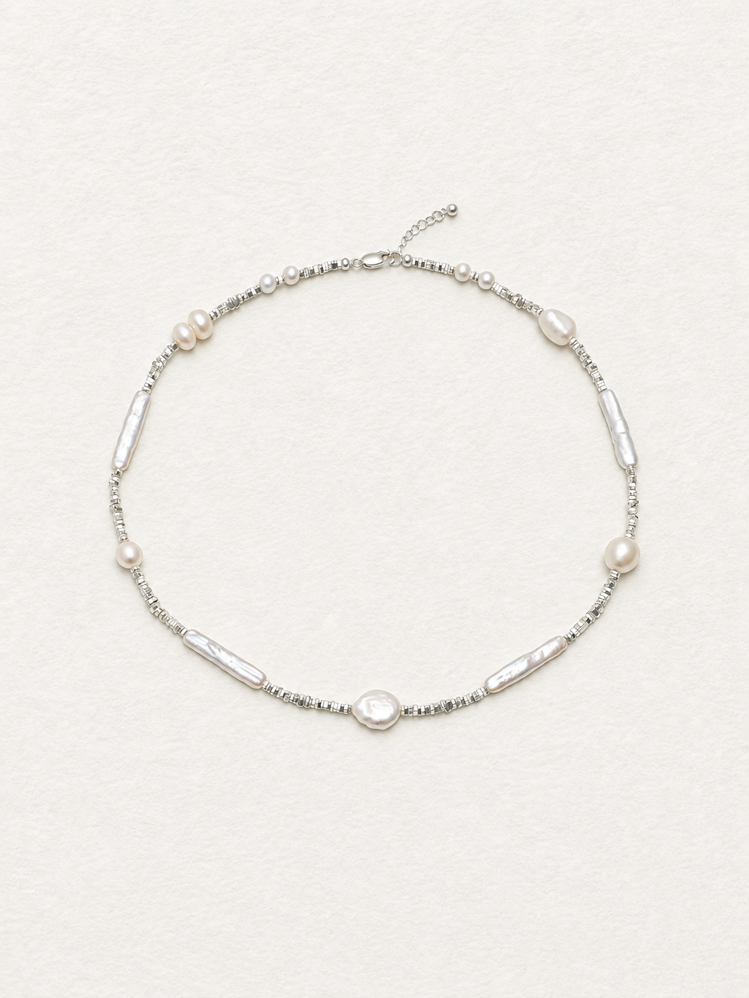 LUMERUNE Muse Mixed Pearl Necklace — mixed pearls and silver details