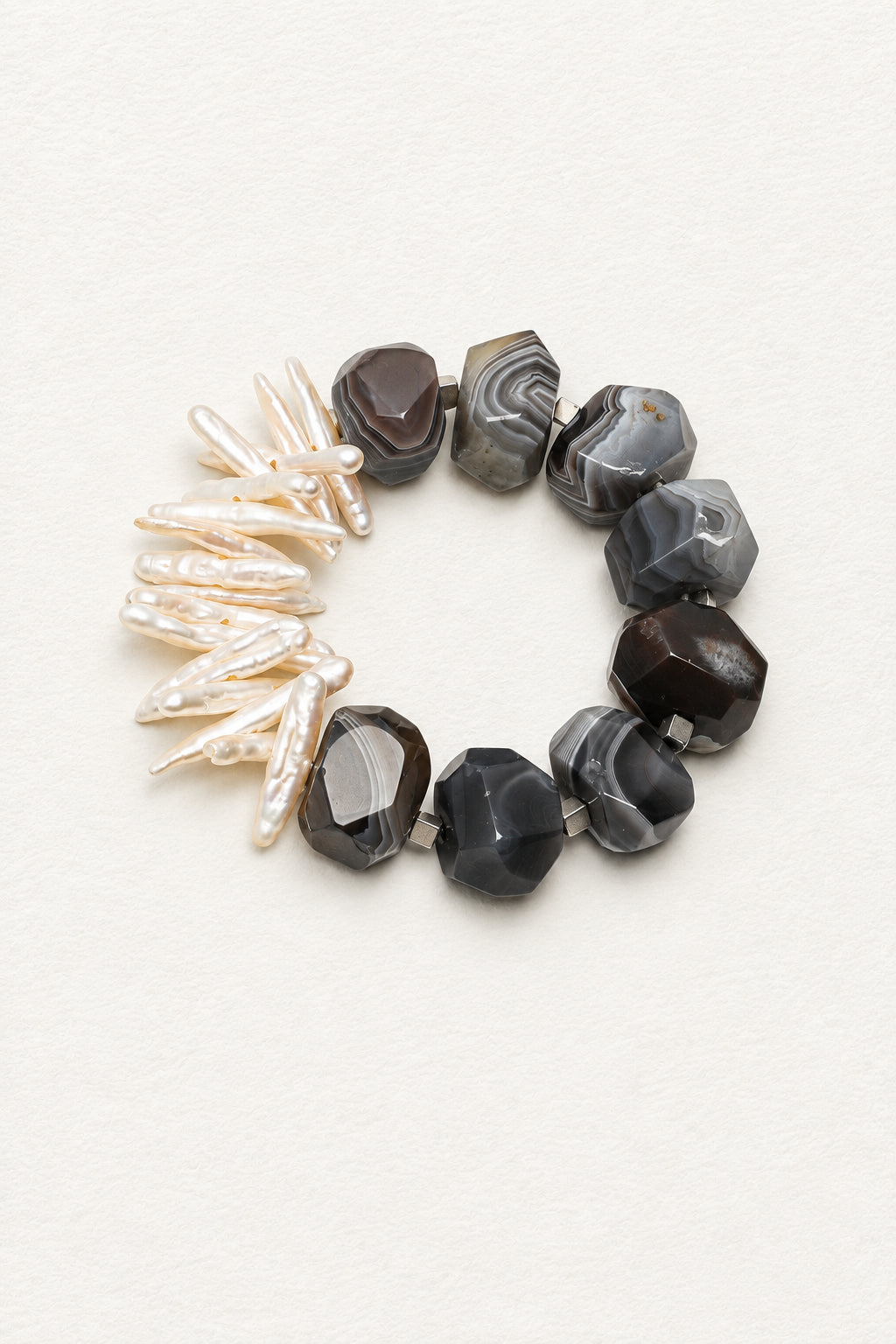LUMERUNE Mineral Drift Persian Agate and Stick Pearl Bracelet — Persian agate and organic stick pearls