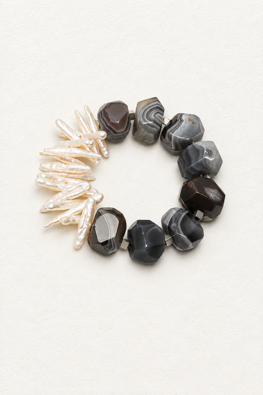 LUMERUNE Mineral Drift Persian Agate and Stick Pearl Bracelet — Persian agate and organic stick pearls