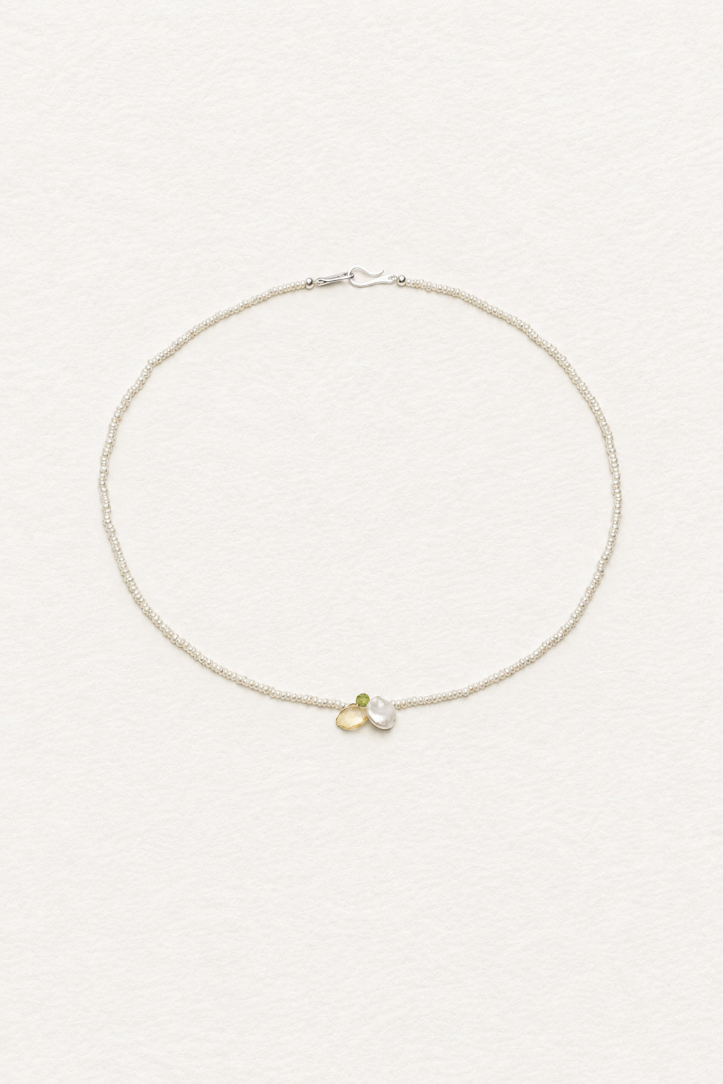 LUMERUNE Garden Pearl Necklace With Citrine and Peridot — delicate pearls with citrine and peridot accents