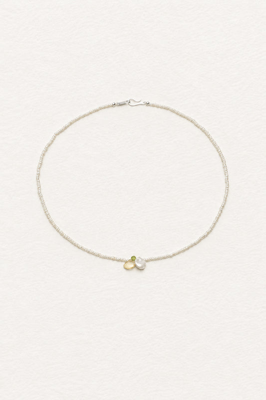 LUMERUNE Garden Pearl Necklace With Citrine and Peridot — delicate pearls with citrine and peridot accents