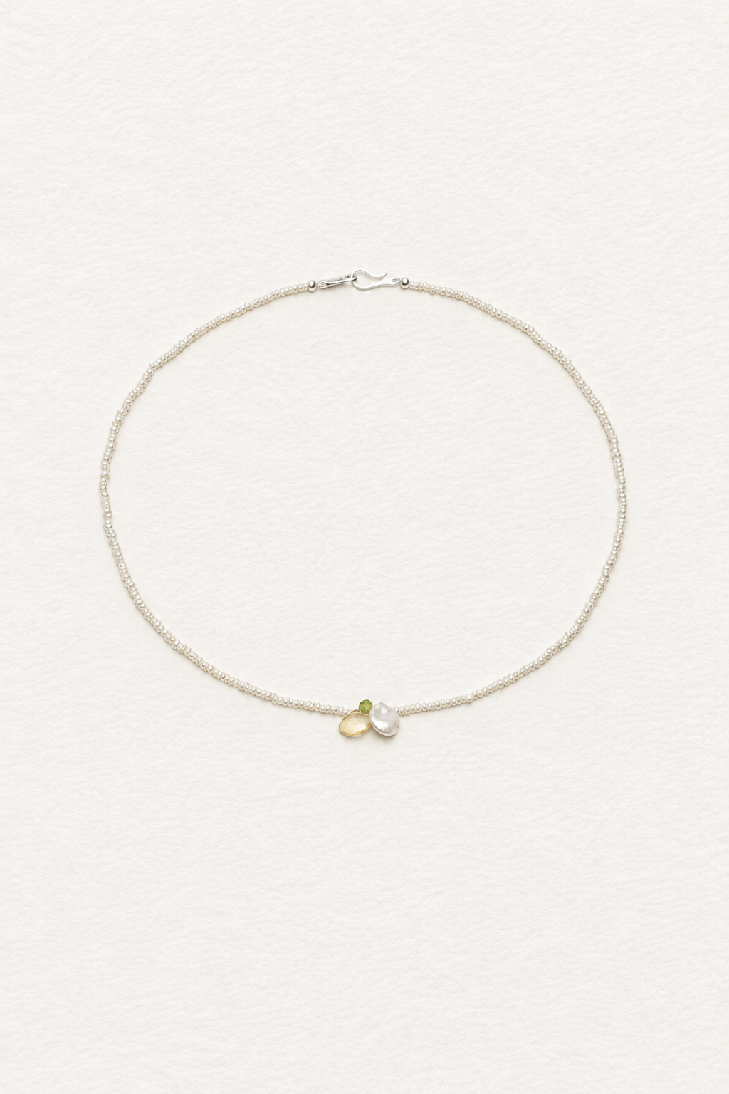 LUMERUNE Garden Pearl Necklace With Citrine and Peridot — delicate pearls with citrine and peridot accents