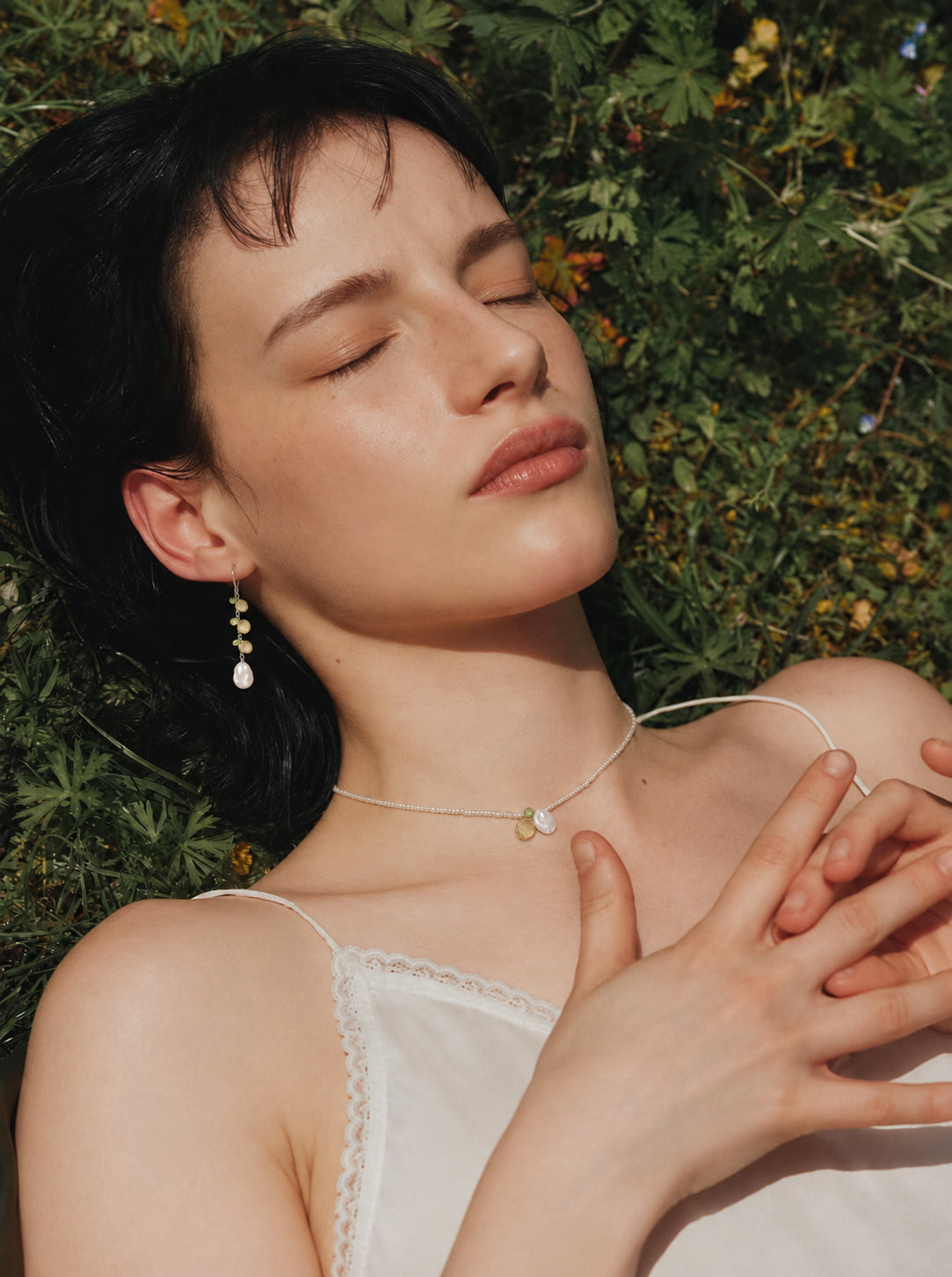 LUMERUNE Garden Citrine Drops Earrings With Peridot and Pearl — citrine, peridot and baroque pearls