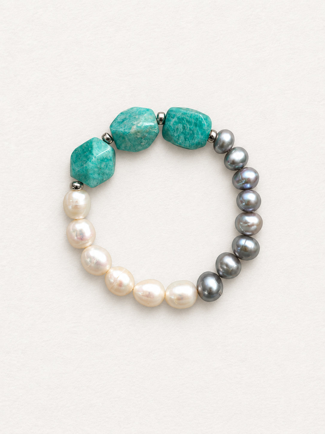 LUMERUNE Terra Amazonite Bracelet With Pearl — soft amazonite and luminous pearls