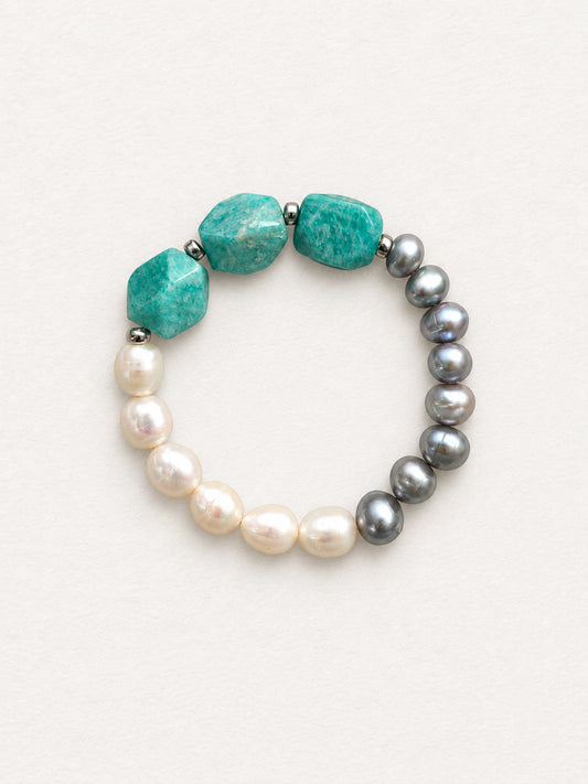 LUMERUNE Terra Amazonite Bracelet With Pearl — soft amazonite and luminous pearls