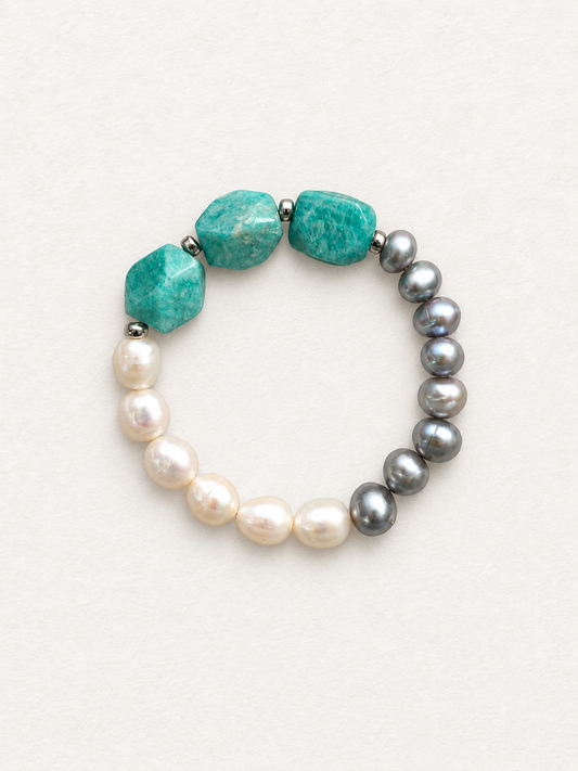 LUMERUNE Terra Amazonite Bracelet With Pearl — soft amazonite and luminous pearls