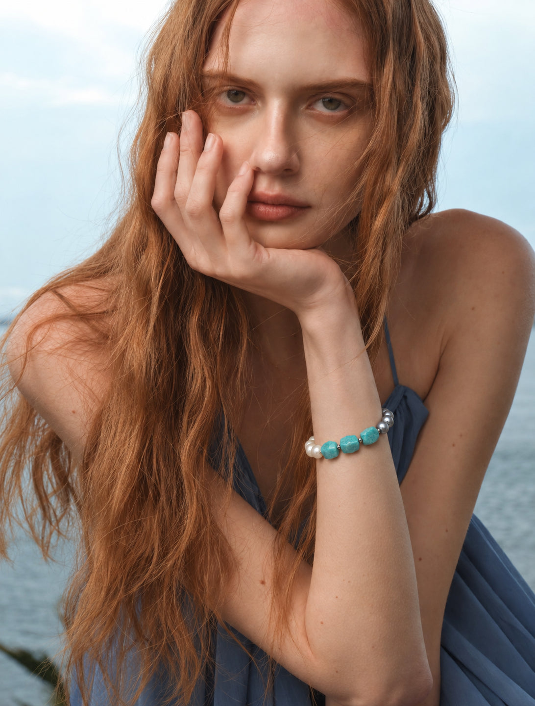 LUMERUNE Terra Amazonite Bracelet With Pearl — soft amazonite and luminous pearls