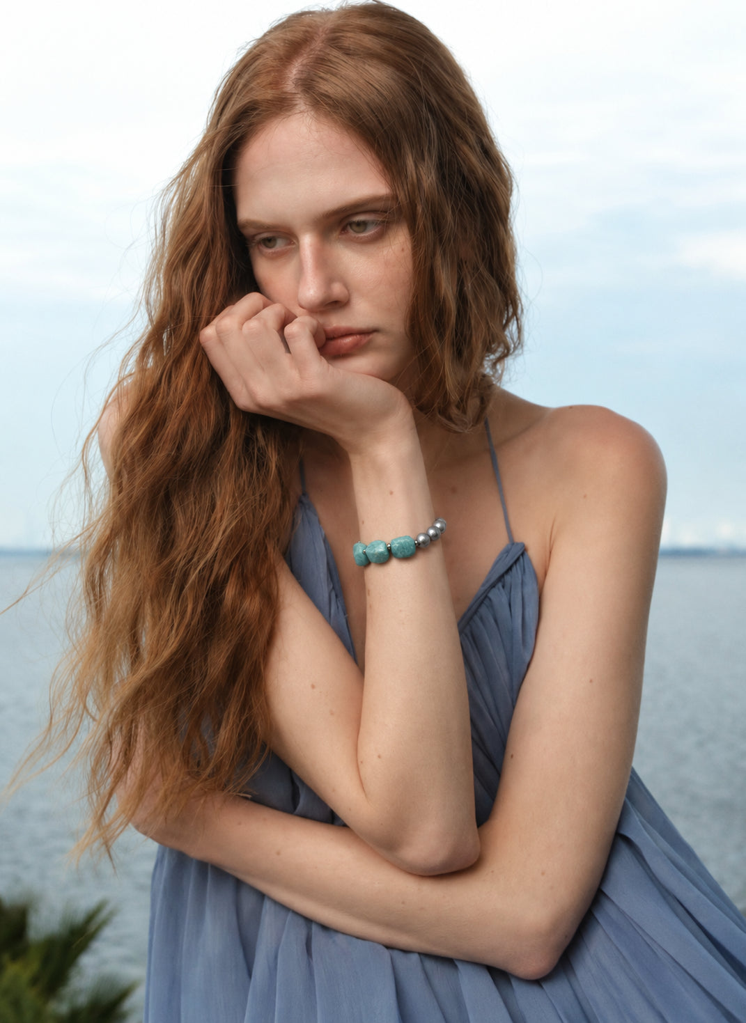 LUMERUNE Terra Amazonite Bracelet With Pearl — soft amazonite and luminous pearls
