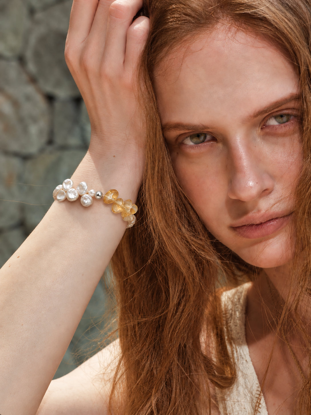 LUMERUNE Bloom Pearl Bracelet With Citrine — warm citrine and organic pearls