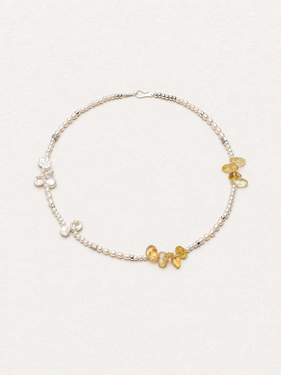 LUMERUNE Bloom Pearl Necklace With Citrine — delicate pearls with warm citrine accents