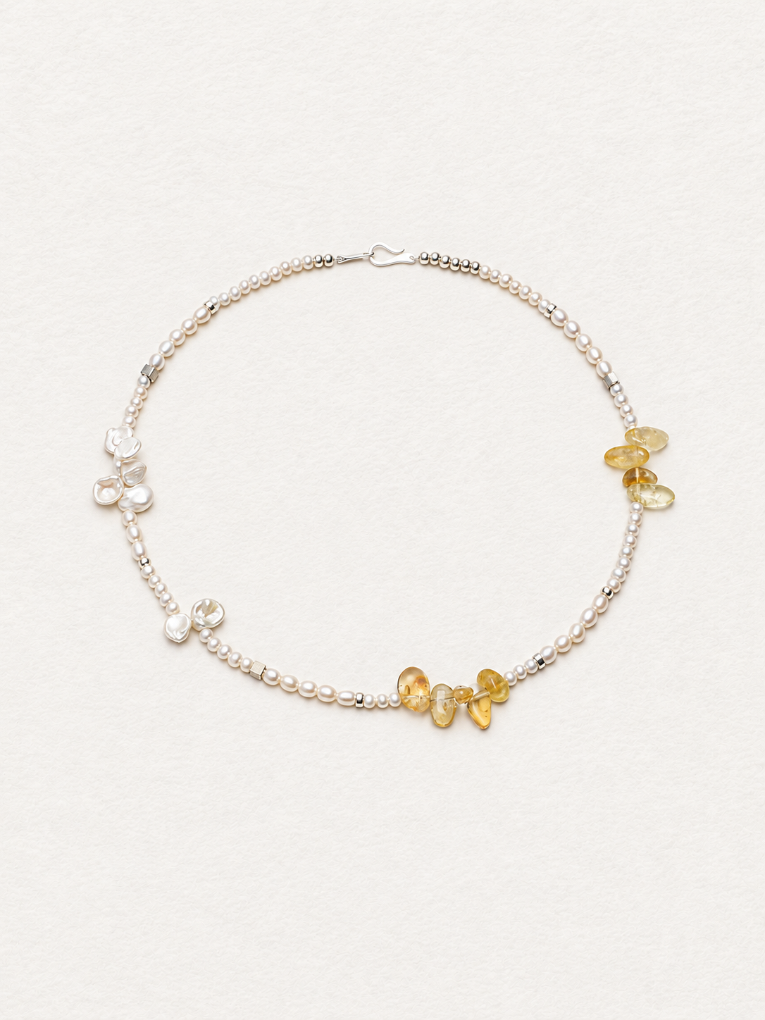 LUMERUNE Bloom Pearl Necklace With Citrine — delicate pearls with warm citrine accents