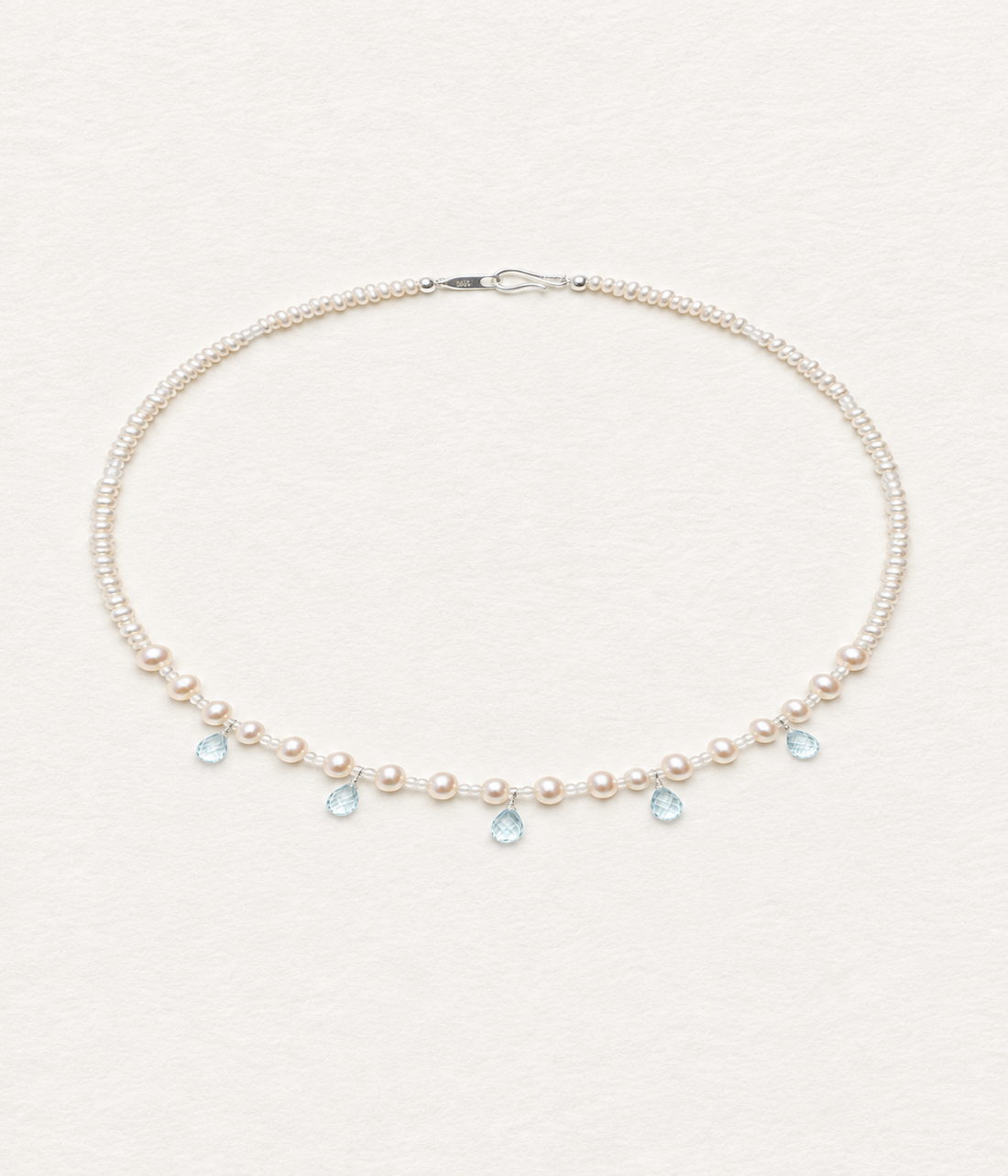 LUMERUNE Muse Pearl Necklace With Blue Topaz — fine pearls with blue topaz drops