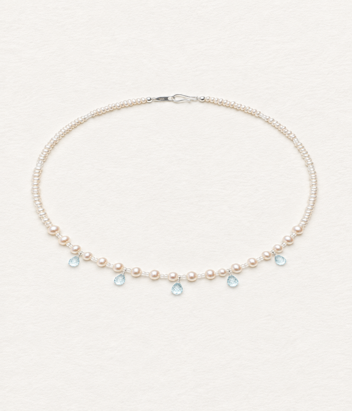 LUMERUNE Muse Pearl Necklace With Blue Topaz — fine pearls with blue topaz drops