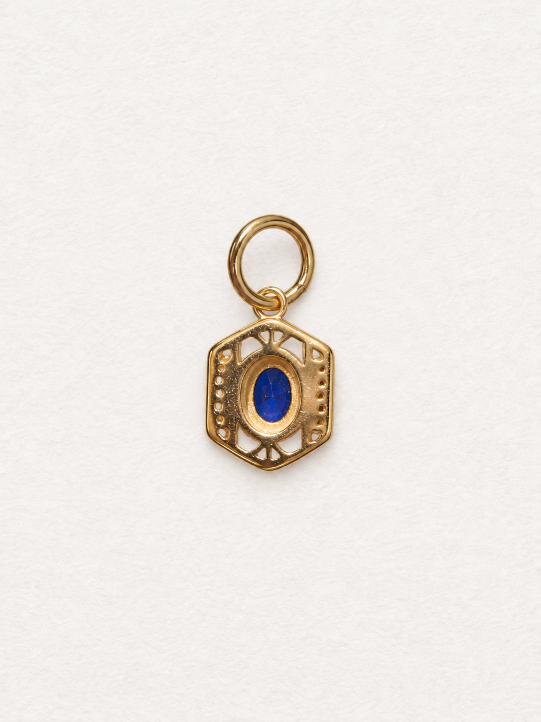 LUMERUNE Nocturne Crest Blue Sapphire Pendant — deep blue sapphire in vintage gold filigree
