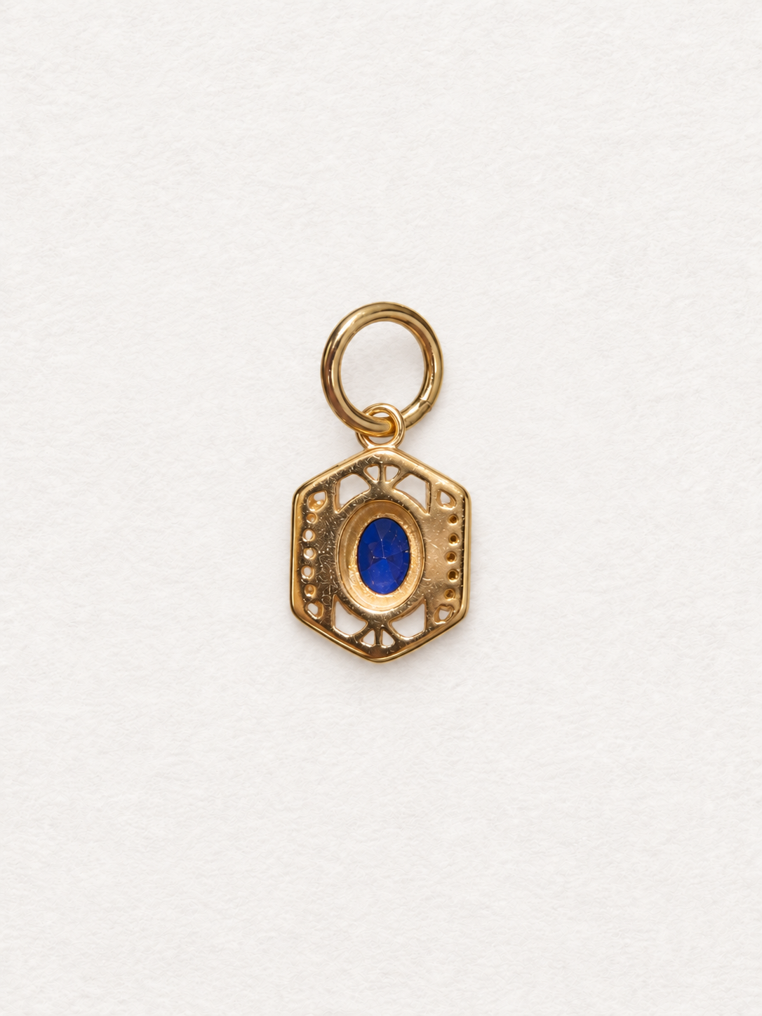 LUMERUNE Nocturne Crest Blue Sapphire Pendant — deep blue sapphire in vintage gold filigree