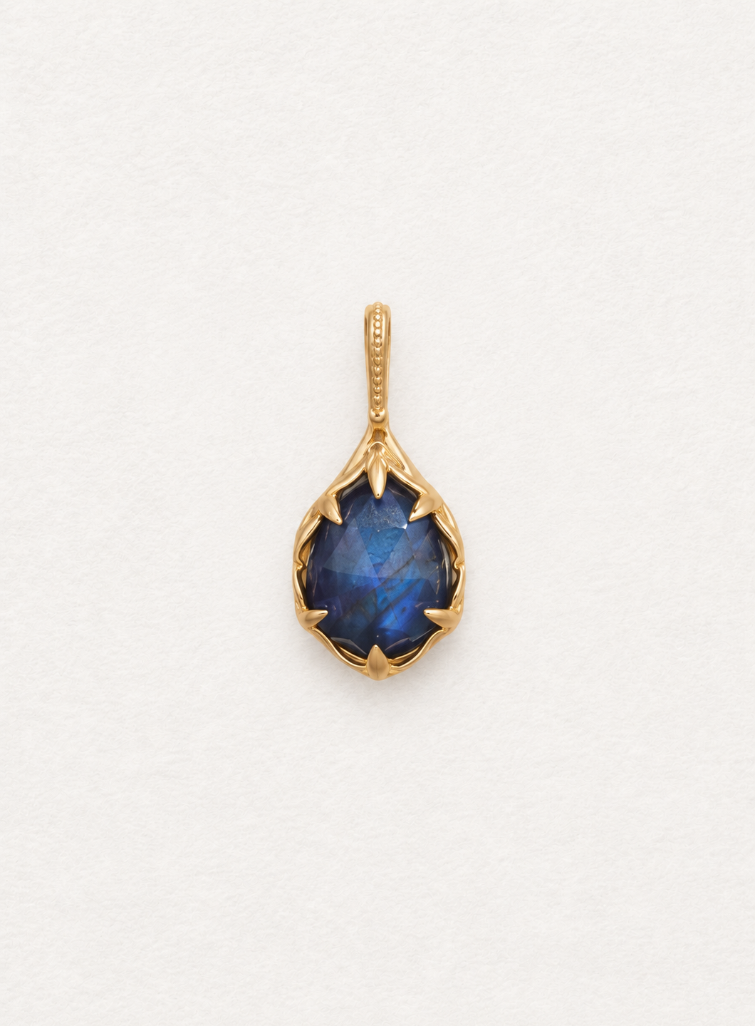 LUMERUNE Moonveil Lapis Lazuli Lotus Pendant With Labradorite Reversible — reversible lapis lazuli and labradorite pendant
