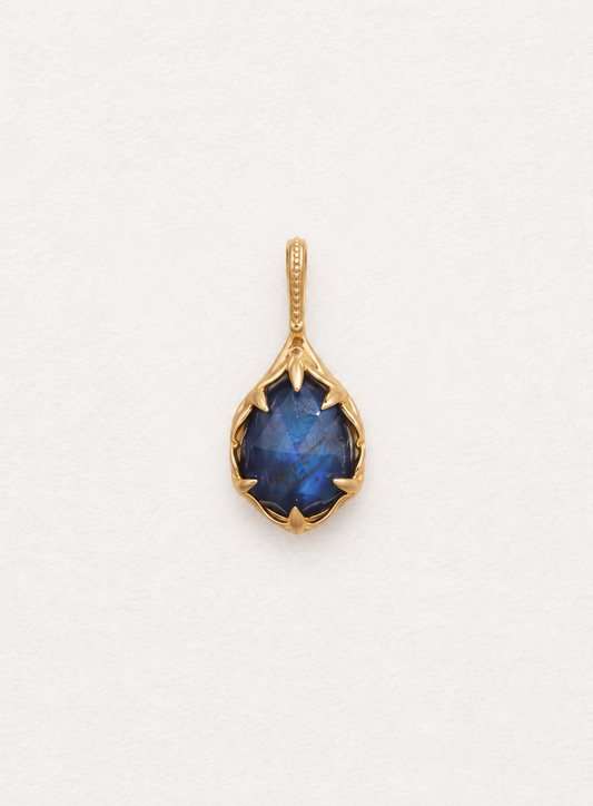 LUMERUNE Moonveil Lapis Lazuli Lotus Pendant With Labradorite Reversible — reversible lapis lazuli and labradorite pendant