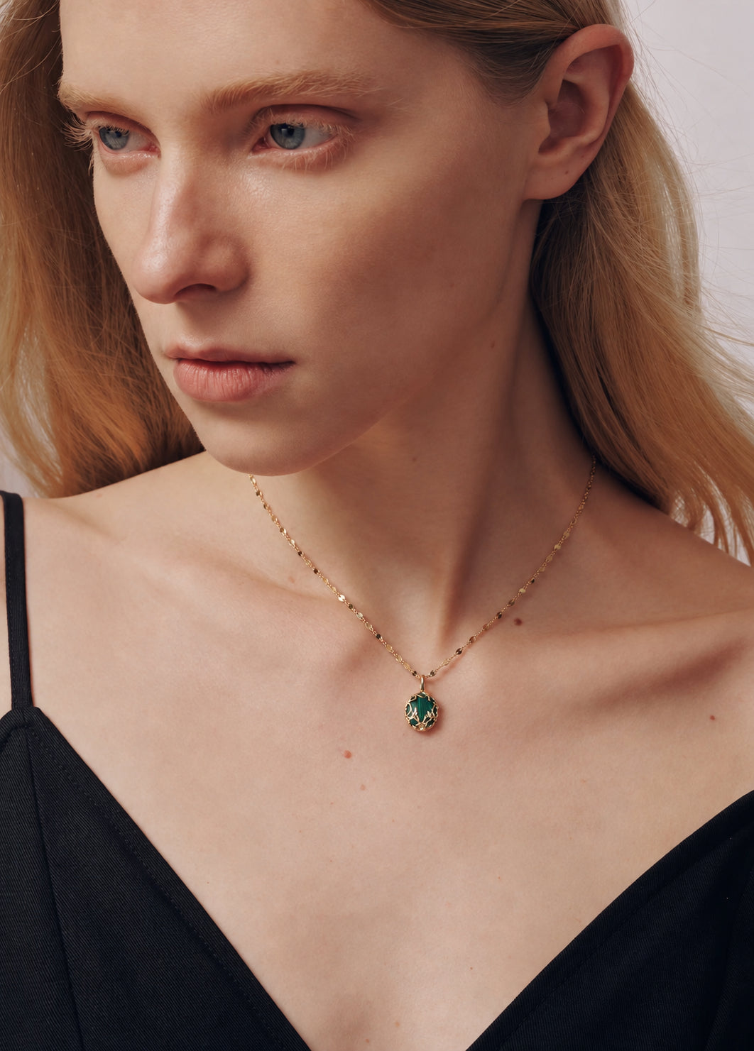 LUMERUNE Moonveil Malachite Pendant With Labradorite Reversible — reversible labradorite and green malachite