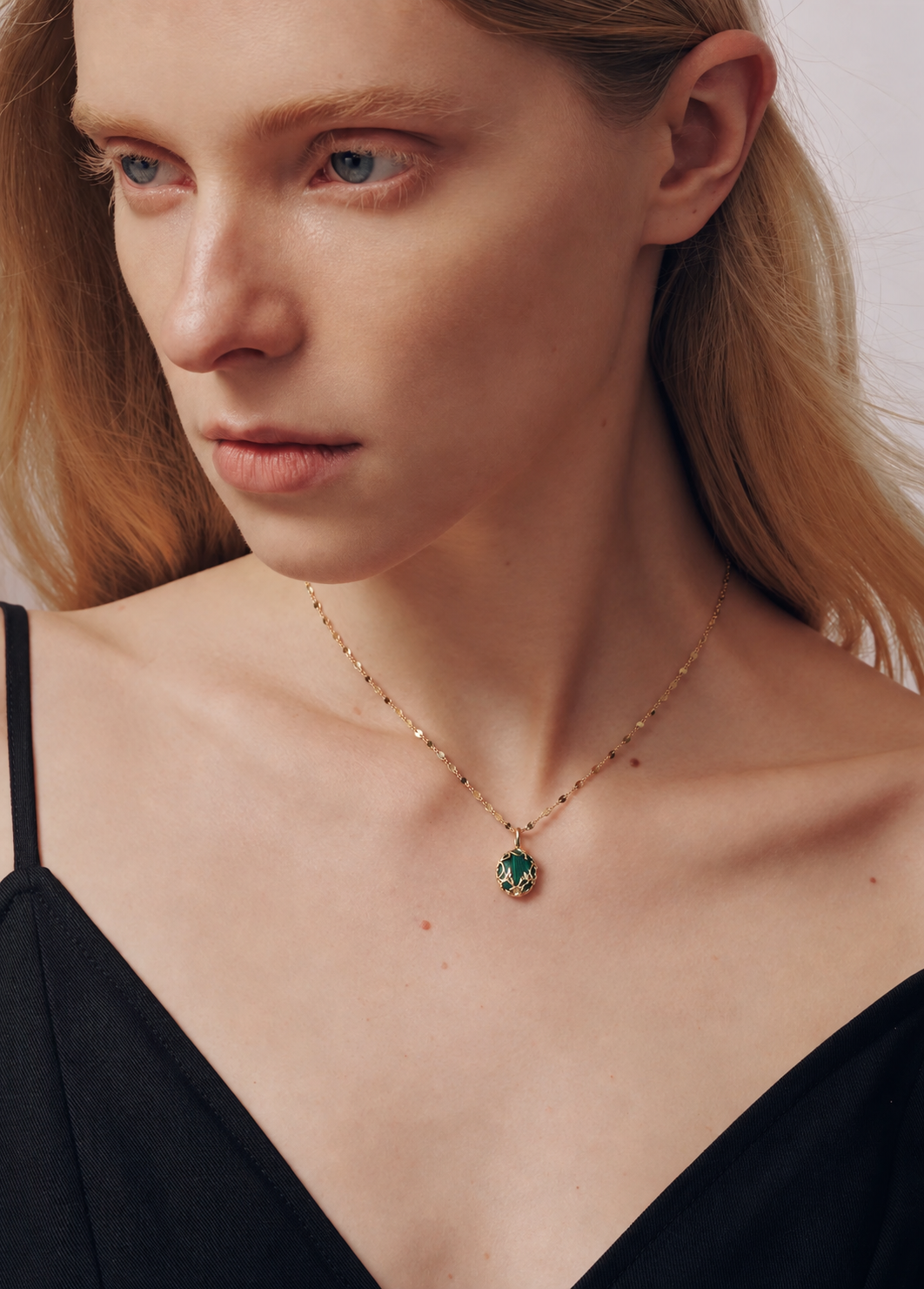 LUMERUNE Moonveil Malachite Pendant With Labradorite Reversible — reversible labradorite and green malachite