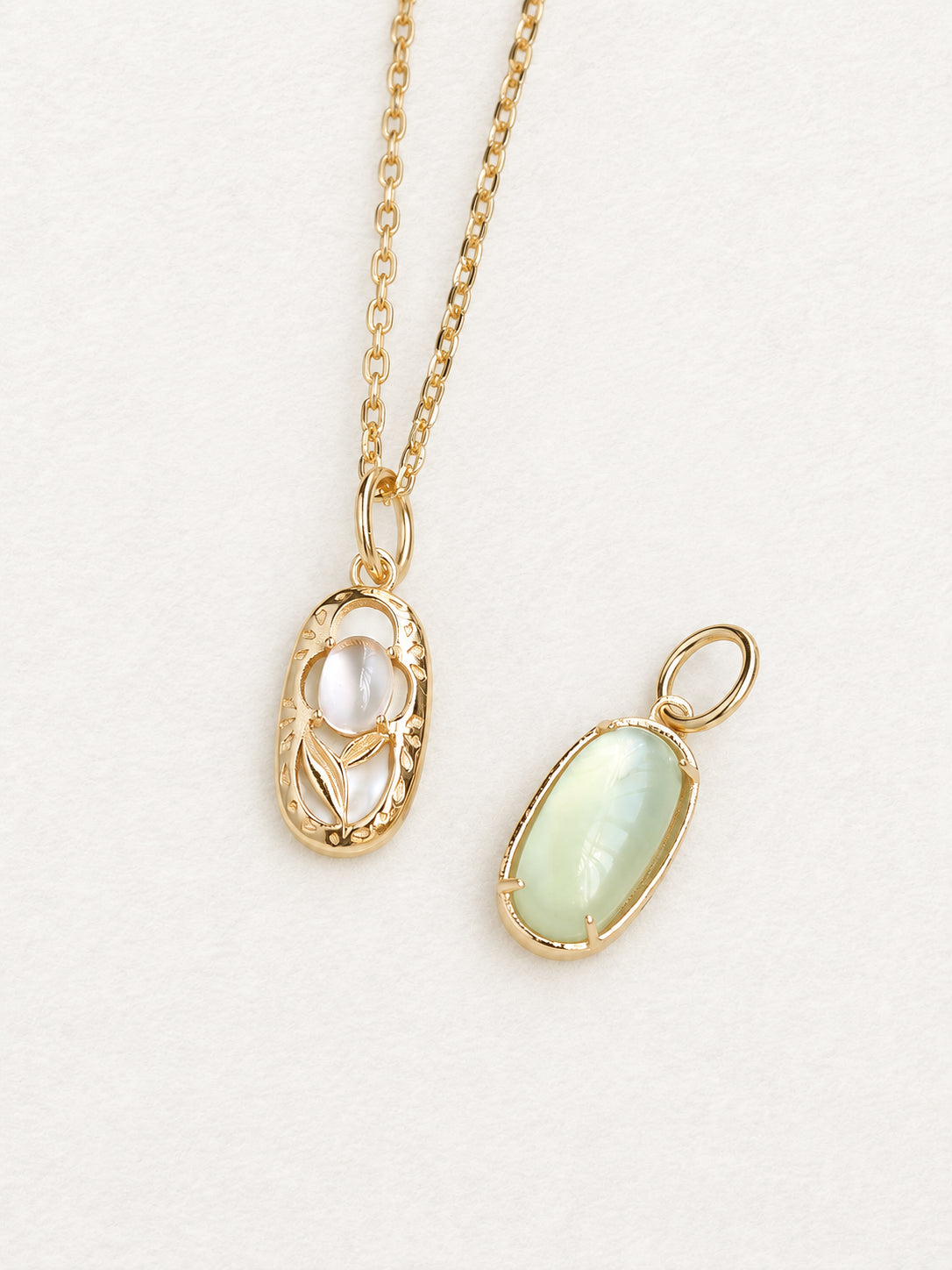Tulip Prehnite Pendant With Rose Quartz Reversible