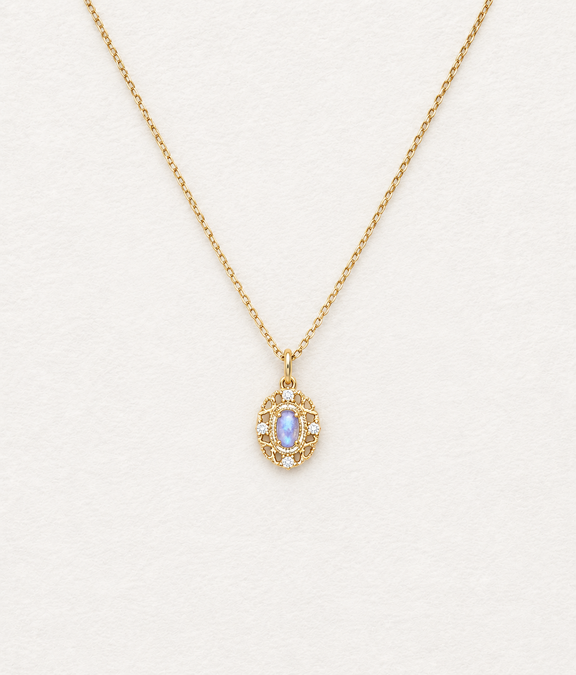 Lace – Pendentif en pierre de lune bleue