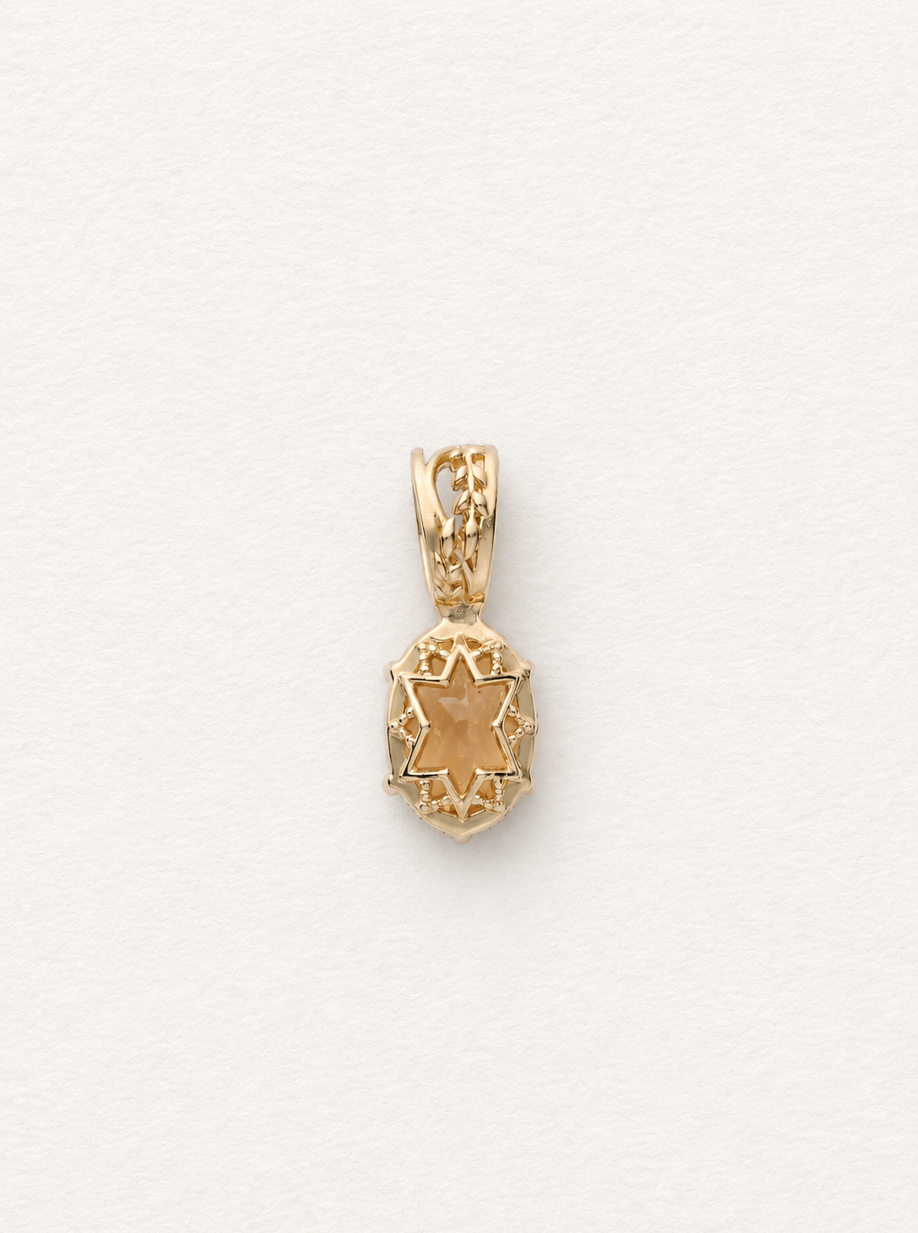 LUMERUNE Golden Vine Citrine Pendant — oval citrine with vine details and a star motif on the reverse
