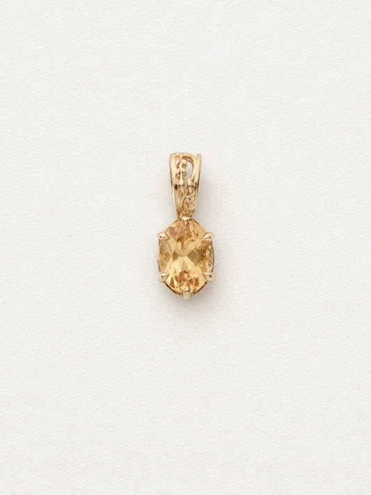 LUMERUNE Golden Vine Citrine Pendant — oval citrine with vine details and a star motif on the reverse