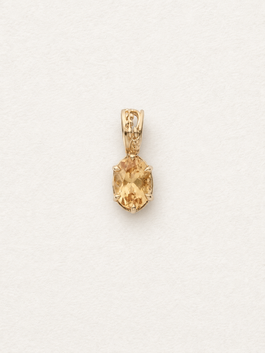 LUMERUNE Golden Vine Citrine Pendant — oval citrine with vine details and a star motif on the reverse