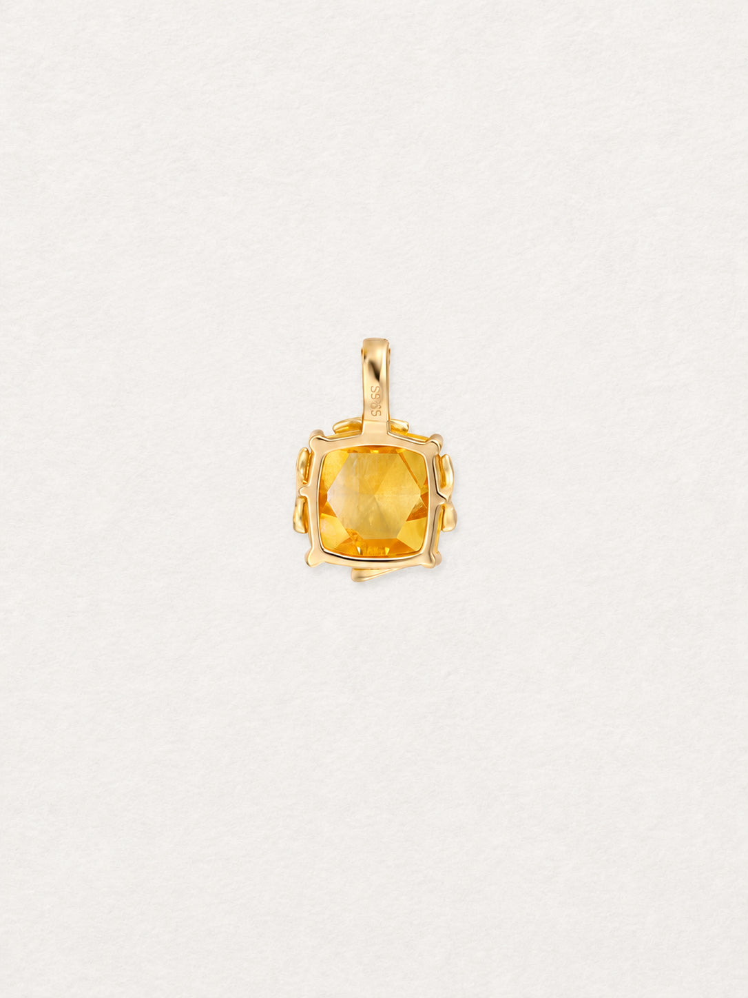 LUMERUNE Golden Leaf Citrine Pendant — citrine with leaf details and white zircon accents