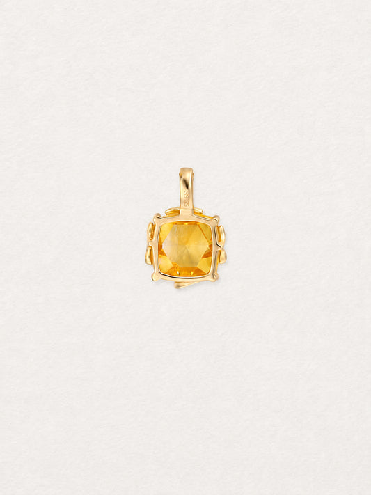 LUMERUNE Golden Leaf Citrine Pendant — citrine with leaf details and white zircon accents