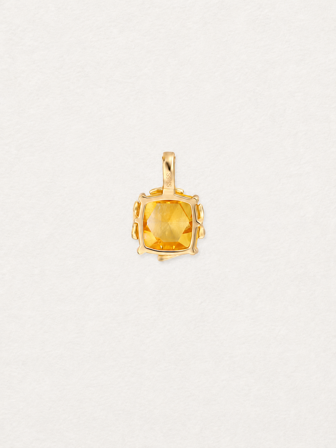LUMERUNE Golden Leaf Citrine Pendant — citrine with leaf details and white zircon accents