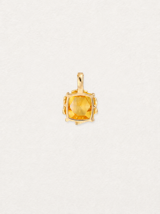 LUMERUNE Golden Leaf Citrine Pendant — citrine with leaf details and white zircon accents