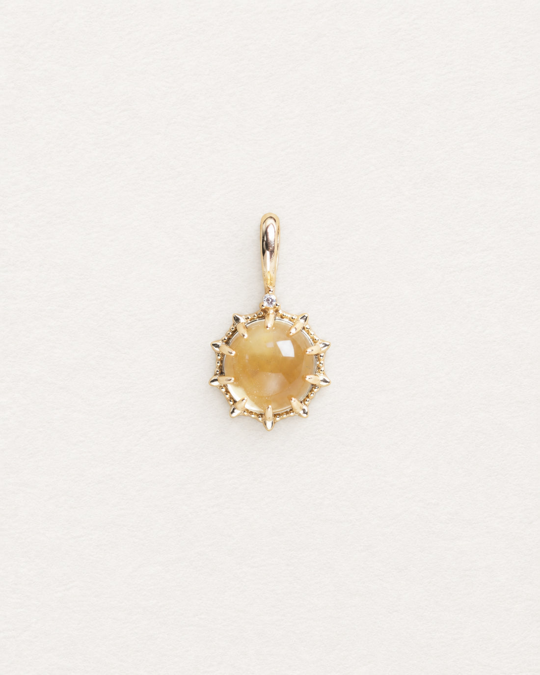LUMERUNE Golden Sunflower Citrine Pendant — round citrine framed by sunflower petals