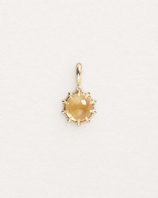 LUMERUNE Golden Sunflower Citrine Pendant — round citrine framed by sunflower petals