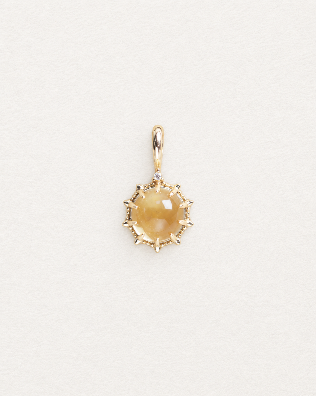 LUMERUNE Golden Sunflower Citrine Pendant — round citrine framed by sunflower petals