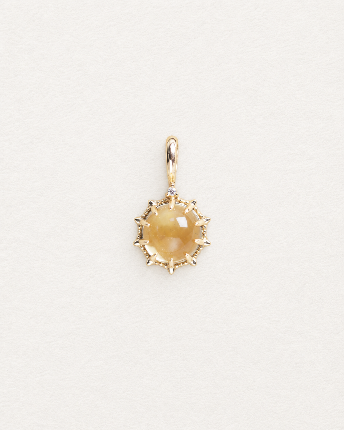 LUMERUNE Golden Sunflower Citrine Pendant — round citrine framed by sunflower petals